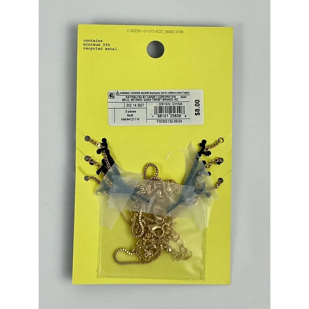 Art Class 3pc Necklace Set Gold Tone Enamel Hearts Rhinestone Initial K NEW‎